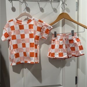 Minnie Mouse Orange &White Checkered Matching Set size 2T by Made with Magic NEW
